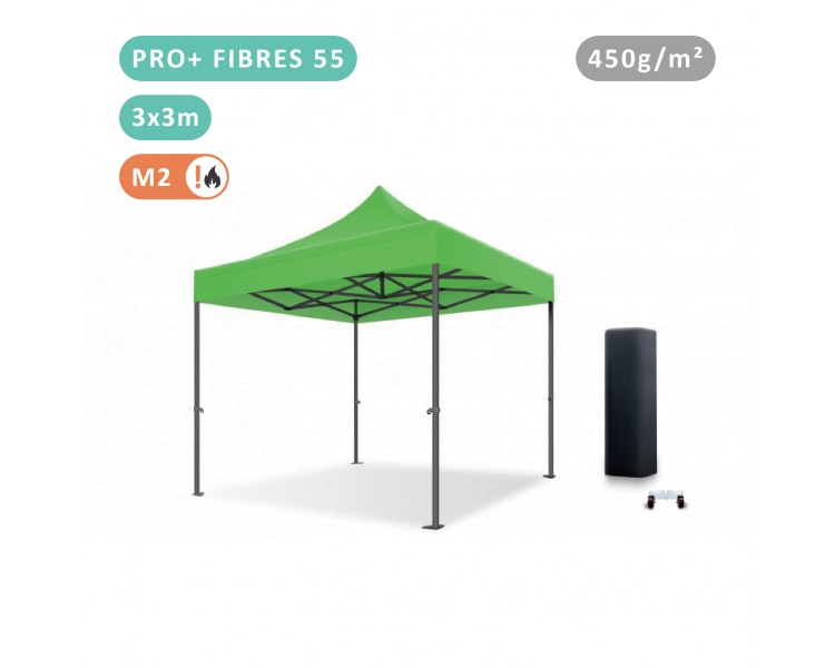 Tente Pliante 3x3M en Fibre de Verre 55mm bâche 450g/m²