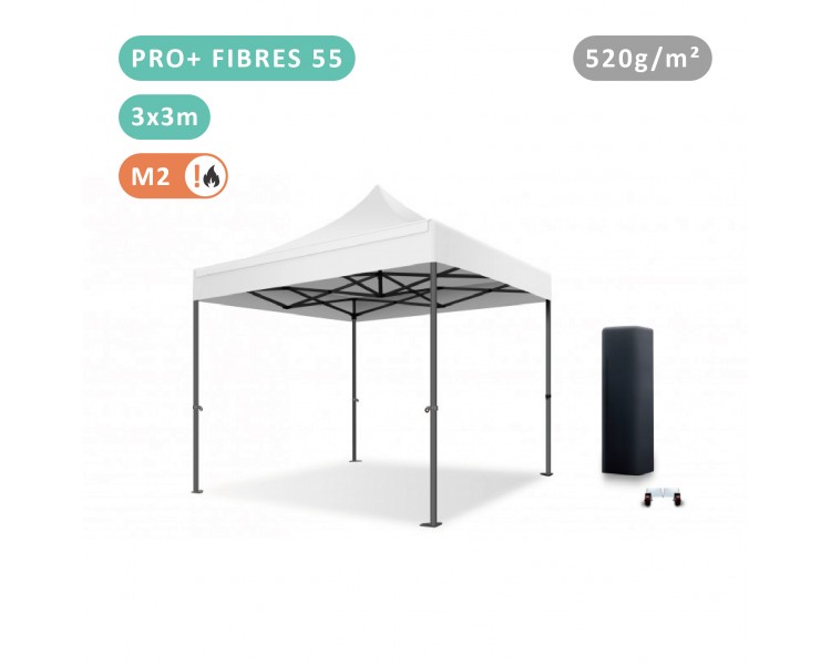 Tente Pliante 3x3M en Fibre de Verre 55mm bâche 520g/m²