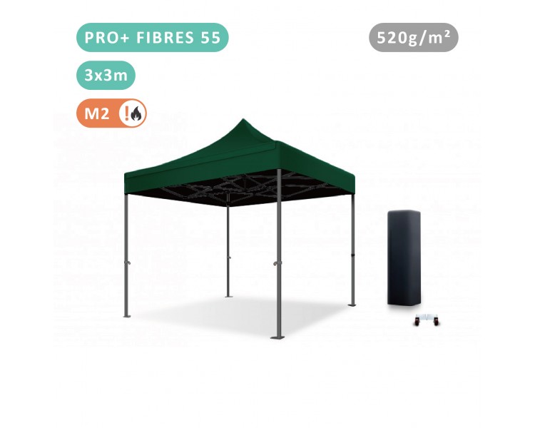 Tente Pliante 3x3M en Fibre de Verre 55mm bâche 520g/m² Tente Pliante 3x3M en Fibre de Verre 55mm bâche 520g/m²