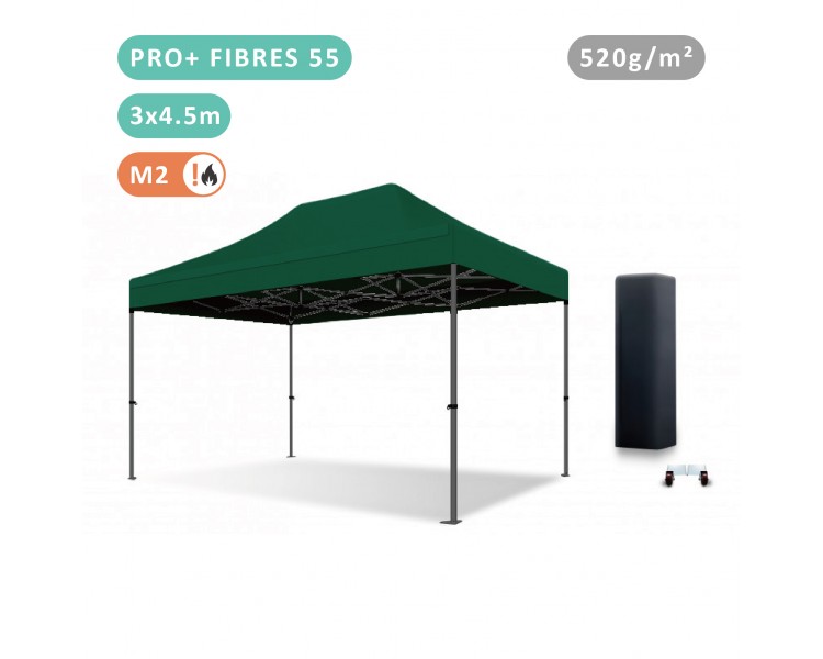 Tente Pliante 3x4,5M Fibre de Verre 55mm bâche 520g/m²