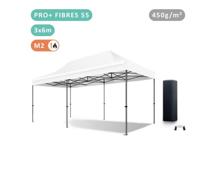 Tente Pliante 3x6M Fibre de Verre 55mm bâche 450g/m²
