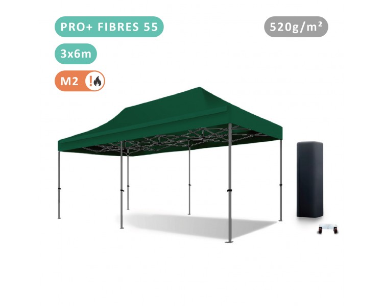 Tente Pliante 3x6M Fibre de Verre 55mm bâche 520g/m²
