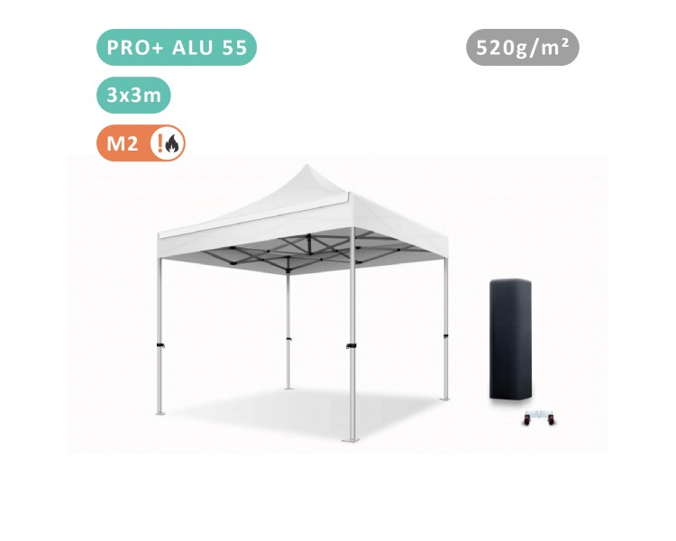 Tente Pliante 3x3M En Alu Pro+ 55mm bâche 520g/m² tout PVC