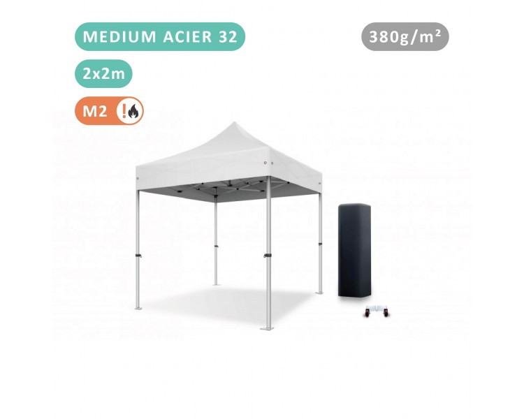 Tente Pliante 2x2M En Acier 32mm Medium bâche 380g