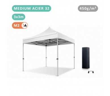 Tente Pliante 3x3M En Acier 32mm Medium bâche 450g/m²