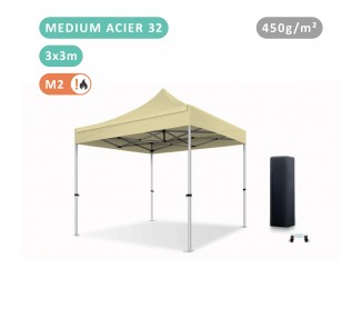 FOLDING TENT 3X3M IN STEEL MEDIUM 32MM WITH 380G TARPAULIN