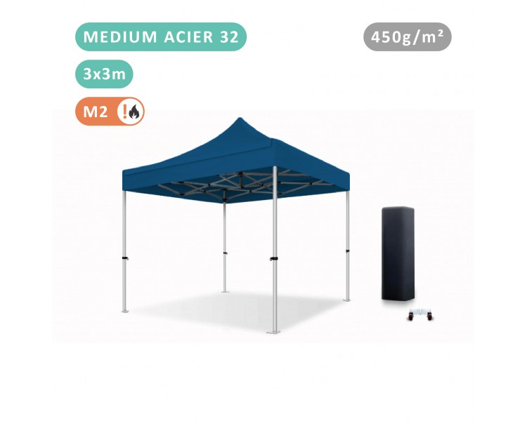 Tente Pliante 3x3M En Acier 32mm Medium bâche 450g/m²