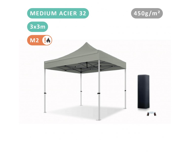 Tente Pliante 3x3M En Acier 32mm Medium bâche 450g/m²