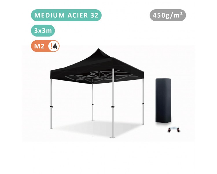 Tente Pliante 3x3M En Acier 32mm Medium bâche 450g/m²
