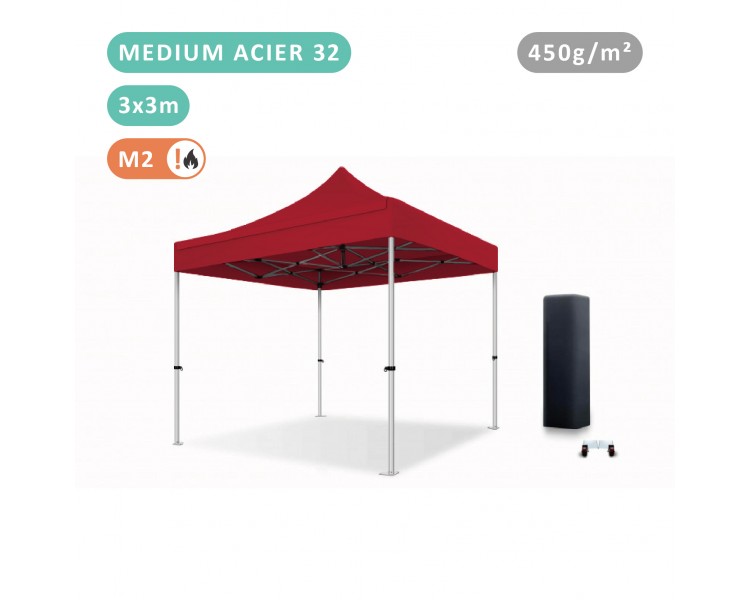 Tente Pliante 3x3M En Acier 32mm Medium bâche 450g/m²