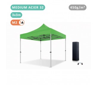 FOLDING TENT 3X3M IN STEEL MEDIUM 32MM WITH 380G TARPAULIN