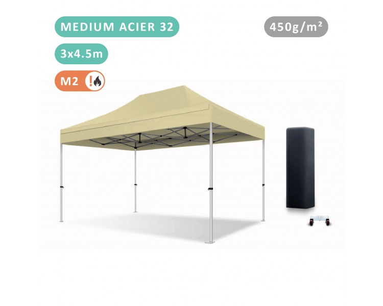 Tente Pliante 3x4.5M Acier 32mm Medium bâche 450g/m²