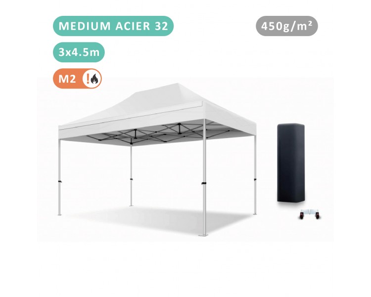 Tente Pliante 3x4.5M Acier 32mm Medium bâche 450g/m²