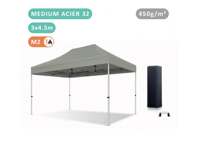 Tente Pliante 3x4.5M Acier 32mm Medium bâche 450g/m²