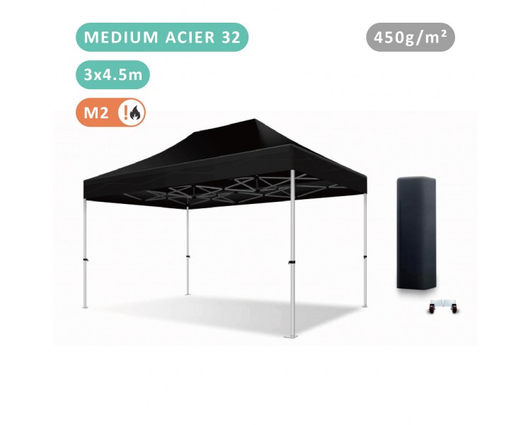 FOLDING TENT 3X4.5M IN STEEL MEDIUM 32MM WITH 380G TARPAULIN