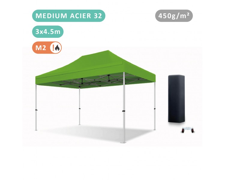 Tente Pliante 3x4.5M Acier 32mm Medium bâche 450g/m²