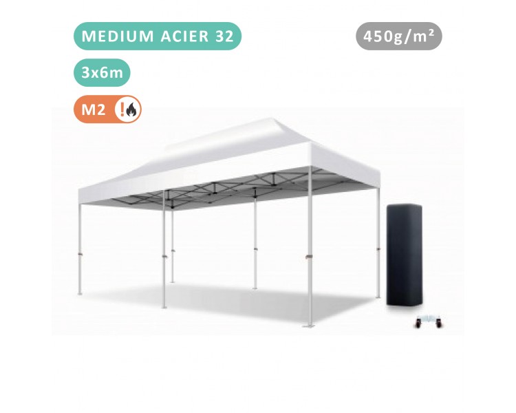 Tente Pliante 3x6M En Acier 32mm Medium bâche 450g/m²