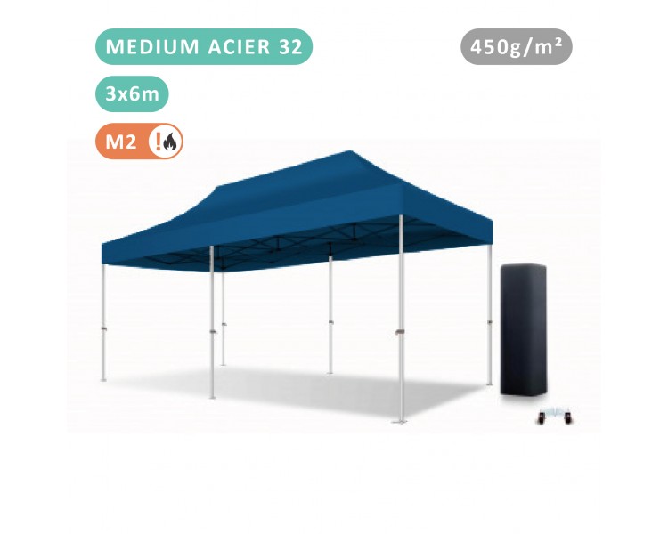 Tente Pliante 3x6M En Acier 32mm Medium bâche 450g/m²