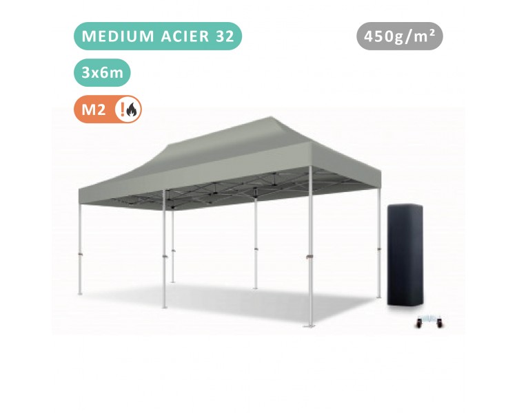 FOLDING TENT 3X6M IN STEEL MEDIUM 32MM WITH 380G TARPAULIN