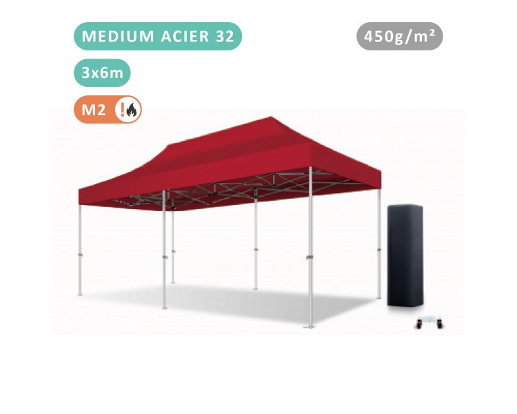 FOLDING TENT 3X6M IN STEEL MEDIUM 32MM WITH 380G TARPAULIN