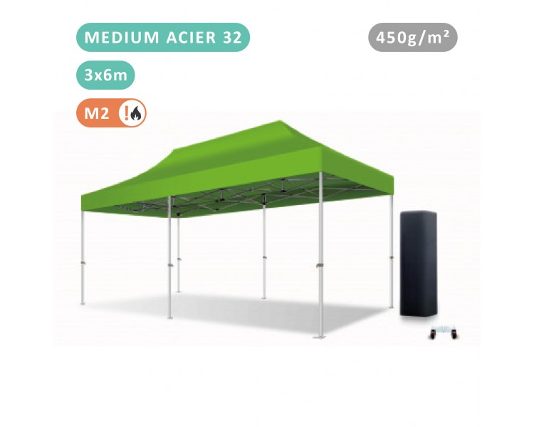 FOLDING TENT 3X6M IN STEEL MEDIUM 32MM WITH 380G TARPAULIN