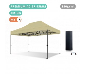 Tente Pliante 3x4.5M Acier Prémium 45mm bâche 380g/m²