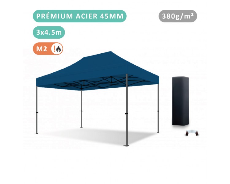 Tente Pliante 3x4.5M Acier Prémium 45mm bâche 380g/m²