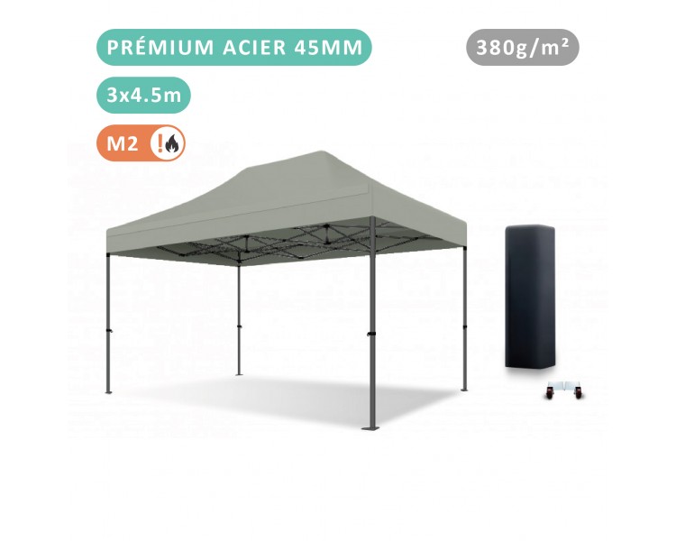 Tente Pliante 3x4.5M Acier Prémium 45mm bâche 380g/m²