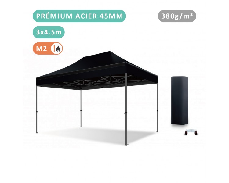 Tente Pliante 3x4.5M Acier Prémium 45mm bâche 380g/m²