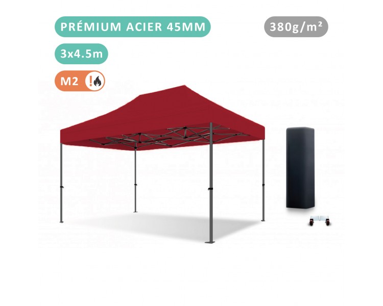 Tente Pliante 3x4.5M Acier Prémium 45mm bâche 380g/m²