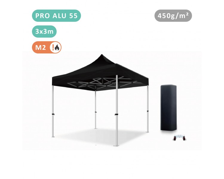 Tente Pliante 3x3M En Alu PRO 55mm bâche 450g/m² Polyester