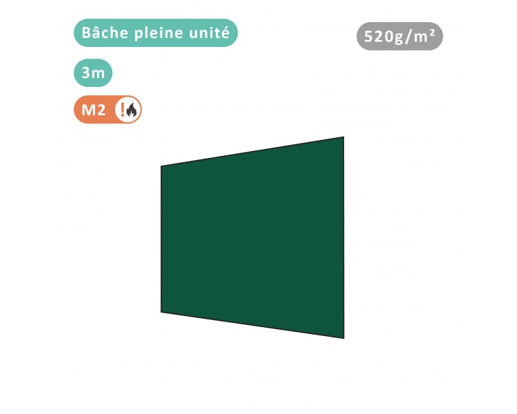 Bâche pleine unité 520g/m² PVC pour tous modèles