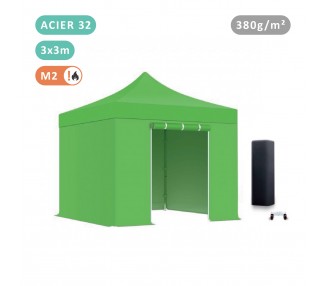 Pack Folding tent Medium steel 32mm structure with tarpaulin 380g/m² ( 3  walls+ 1 door)