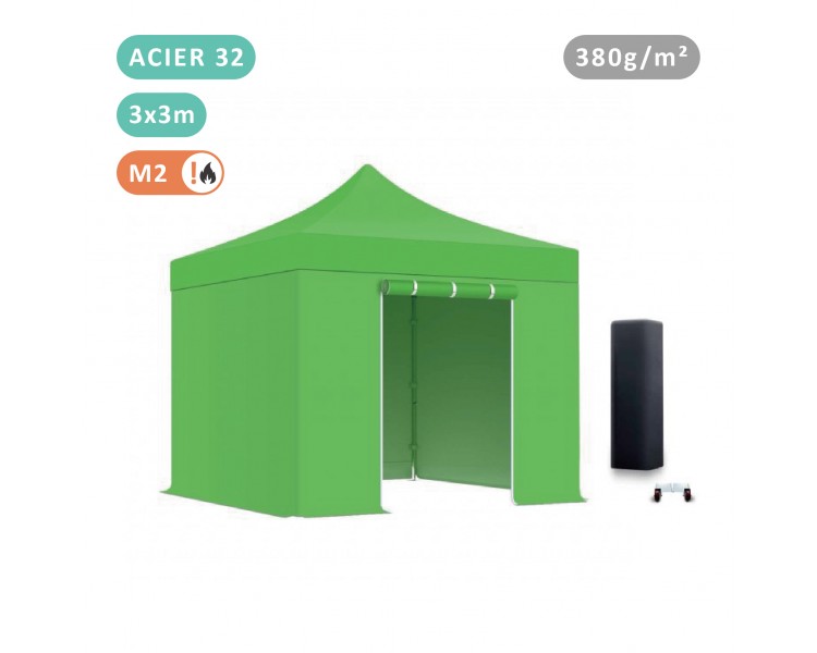 Pack Folding tent Medium steel 32mm structure with tarpaulin 380g/m² ( 3  walls+ 1 door)