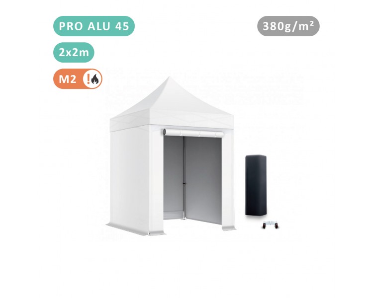 PACK FOLDING TENT IN ALU SEMI-PRO 45MM STRUCTURE WITH TARPAULIN 380G/M² ( 3 WALLS+ 1 DOOR)