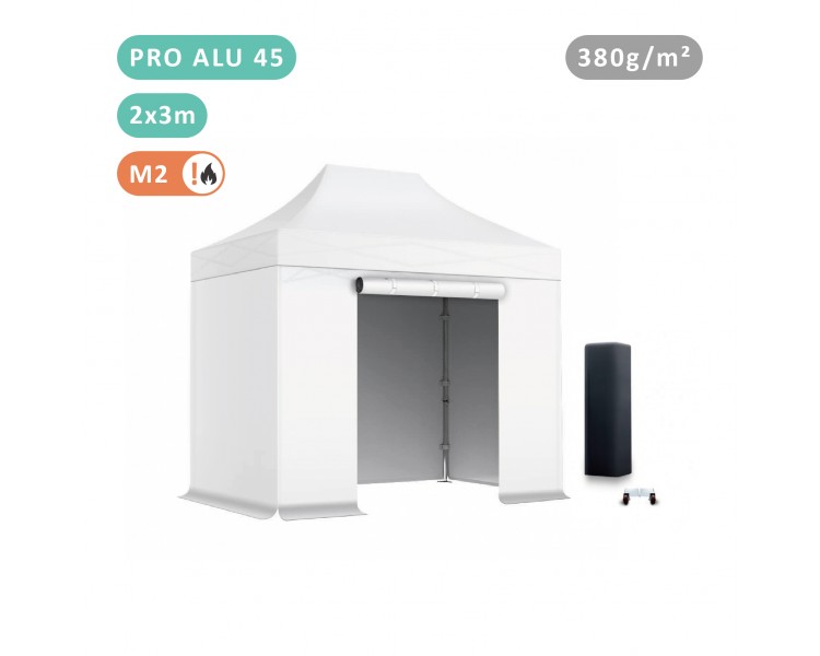 PACK FOLDING TENT IN ALU SEMI-PRO 45MM STRUCTURE WITH TARPAULIN 380G/M² ( 3 WALLS+ 1 DOOR)