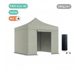 PACK FOLDING TENT IN ALU SEMI-PRO 45MM STRUCTURE WITH TARPAULIN 380G/M² ( 3 WALLS+ 1 DOOR)