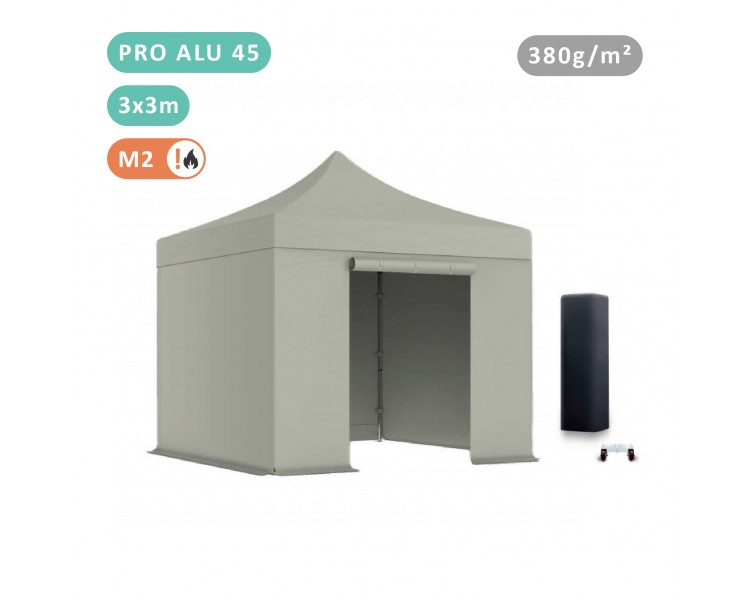 PACK FOLDING TENT IN ALU SEMI-PRO 45MM STRUCTURE WITH TARPAULIN 380G/M² ( 3 WALLS+ 1 DOOR)