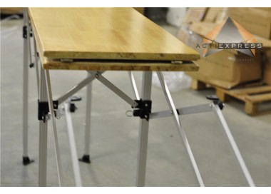 Table pliante hauteur réglable 2,85m x 40cm plateau bois pliable