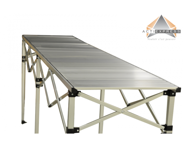 Folding table adjustable height 2.85m x 58cm foldable aluminum top