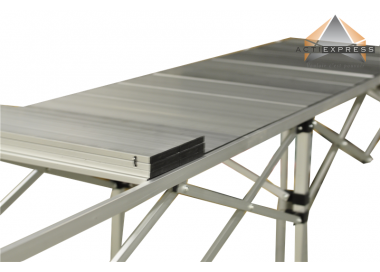 Table pliante hauteur réglable 2,85m x 58cm plateau aluminium pliable