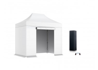 Pack Tente pliante Médium acier 30mm toit 300g/m² avec 3 bâches pleines + 1 porte