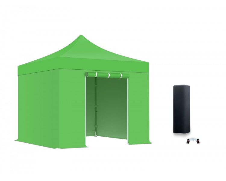 Pack Tente pliante 3x3m structure acier 30mm toit 300g/m² avec 3 bâches pleines + 1 porte